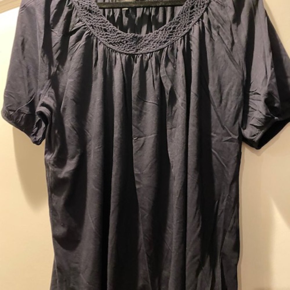 Talbots Womens Top Navy Blue 1X